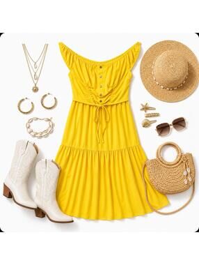 Sunshine Yellow Coquette Bodycon Maxi Skirt & Ruffled Stretch Off Shoulder Top
